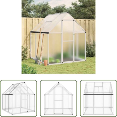 vidaXL Invernadero para plantas -  Invernadero con marco base aluminio plateado 169x169x195 cm