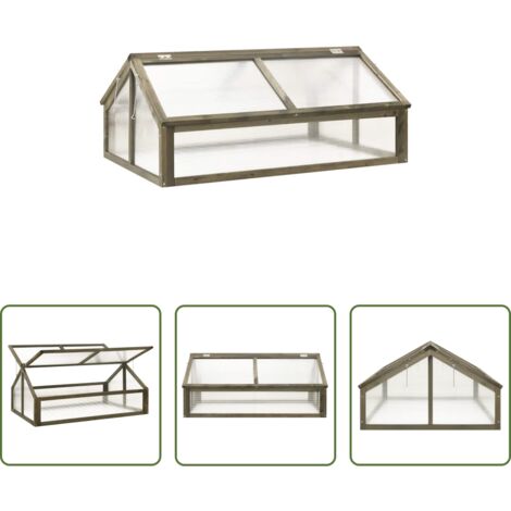 vidaXL Invernadero para plantas -  Invernadero de madera de abeto gris 114x80x50 cm