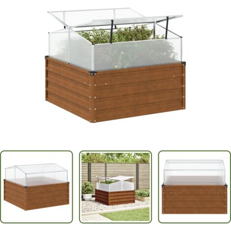 vidaXL Invernadero para plantas -  Jardinera con invernadero acero oxidado