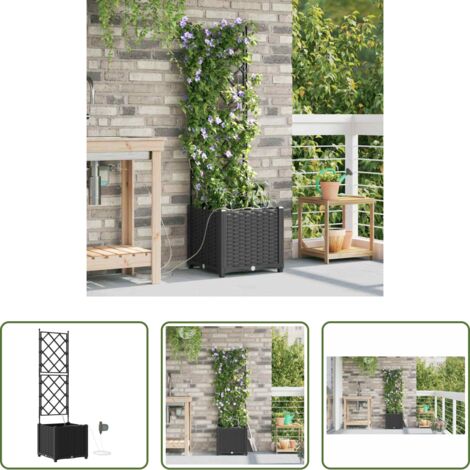 vidaXL Irrigazione -  Vaso da giardino Nero 40 x 40 x 142 cm Acciaio