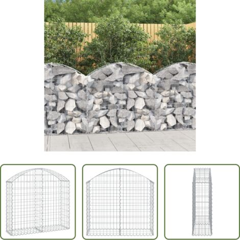 vidaXL Jardín decorativo -  Cesta de gaviones forma arco hierro galvanizado 100x30x80/100cm