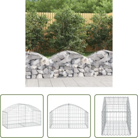 vidaXL Jardín decorativo -  Cesta de gaviones forma arco hierro galvanizado 100x50x40/60 cm