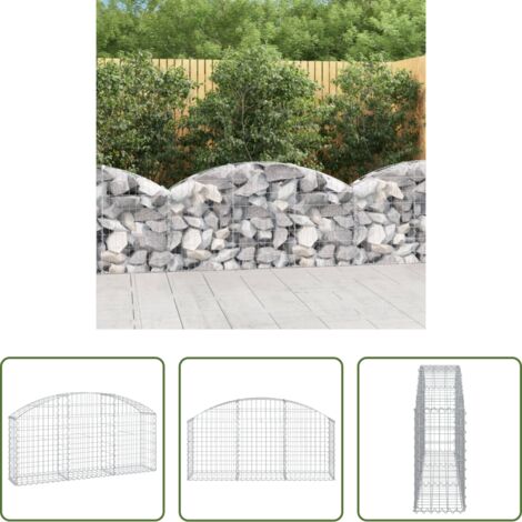 vidaXL Jardín decorativo -  Cesta de gaviones forma arco hierro galvanizado 150x30x60/80 cm