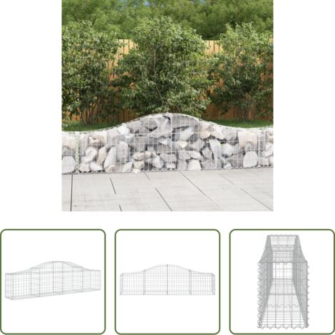 vidaXL Jardín decorativo -  Cesta de gaviones forma arco hierro galvanizado 200x30x40/60 cm