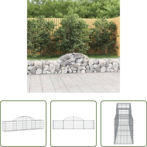 vidaXL Jardín decorativo -  Cesta de gaviones forma arco hierro galvanizado 200x30x40/60 cm