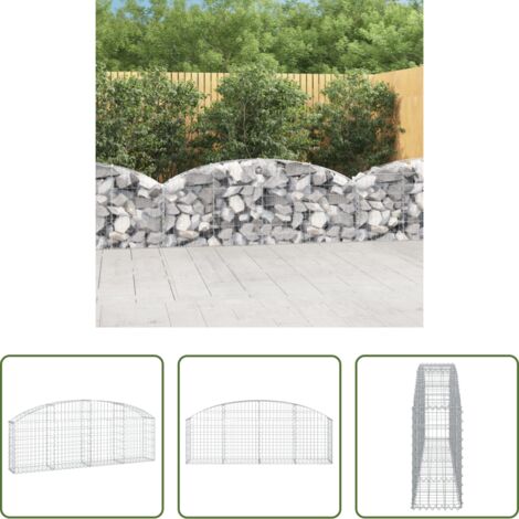 vidaXL Jardín decorativo -  Cesta de gaviones forma arco hierro galvanizado 200x30x60/80 cm