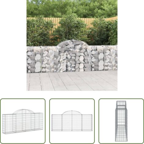 vidaXL Jardín decorativo -  Cesta de gaviones forma arco hierro galvanizado 200x30x80/100cm