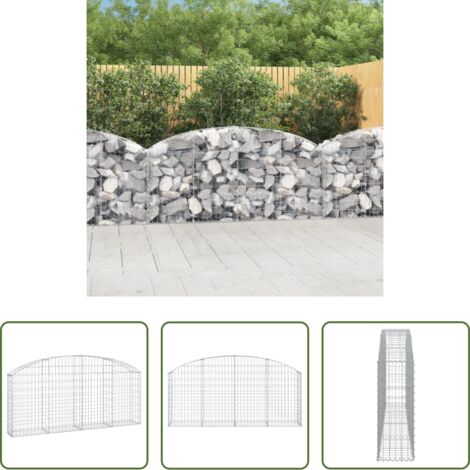 vidaXL Jardín decorativo -  Cesta de gaviones forma arco hierro galvanizado 200x30x80/100cm