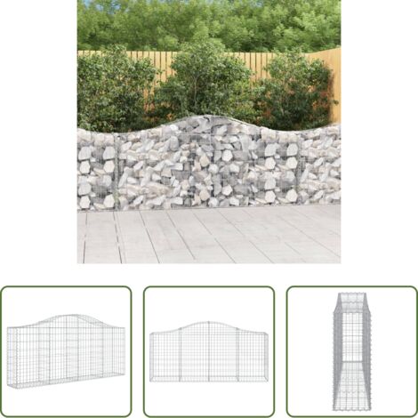 vidaXL Jardín decorativo -  Cesta de gaviones forma arco hierro galvanizado 200x30x80/100cm