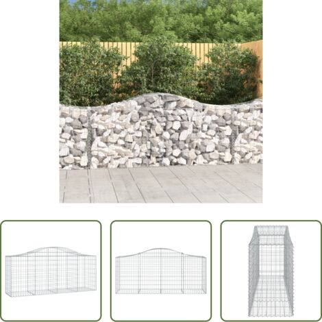 vidaXL Jardín decorativo -  Cesta de gaviones forma arco hierro galvanizado 200x50x80/100cm