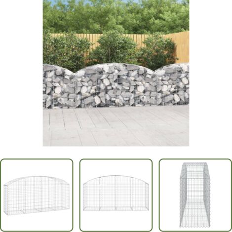 vidaXL Jardín decorativo -  Cesta de gaviones forma arco hierro galvanizado 200x50x80/100cm