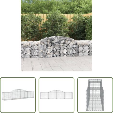 vidaXL Jardín decorativo -  Cesta de gaviones forma arco hierro galvanizado 300x50x60/80 cm