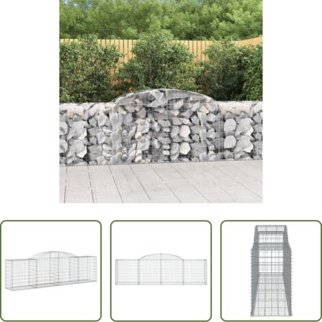 vidaXL Jardín decorativo -  Cesta de gaviones forma arco hierro galvanizado 300x50x80/100cm