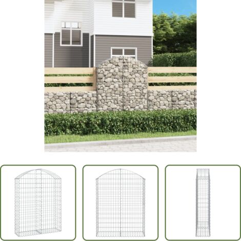 vidaXL Jardín decorativo -  Cesta gaviones forma arco hierro galvanizado 100x30x120/140 cm