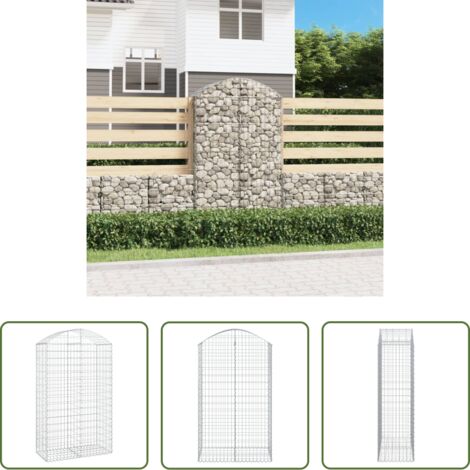 vidaXL Jardín decorativo -  Cesta gaviones forma arco hierro galvanizado 100x50x160/180 cm