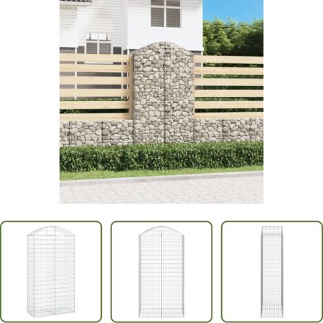 vidaXL Jardín decorativo - Cesta gaviones forma arco hierro galvanizado 100x50x180/200 cm