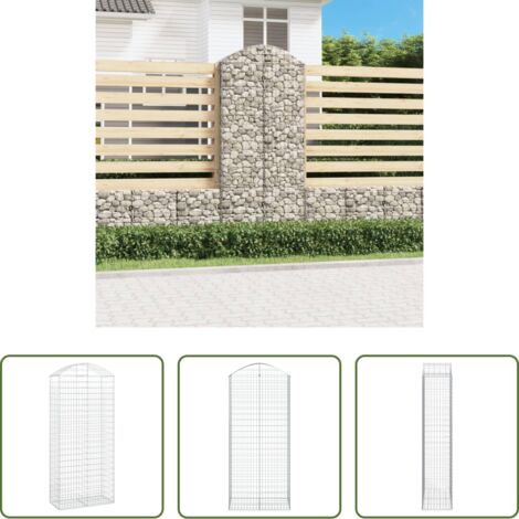 vidaXL Jardín decorativo -  Cesta gaviones forma arco hierro galvanizado 100x50x220/240 cm