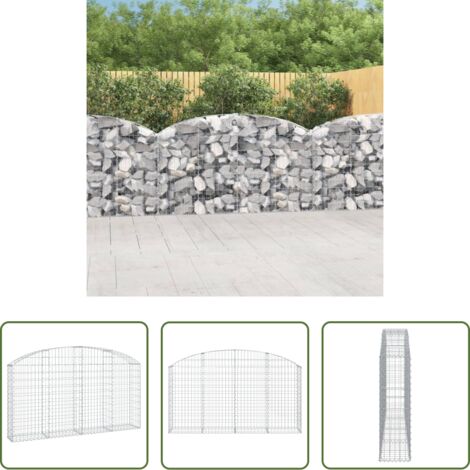 vidaXL Jardín decorativo -  Cesta gaviones forma arco hierro galvanizado 200x30x100/120 cm