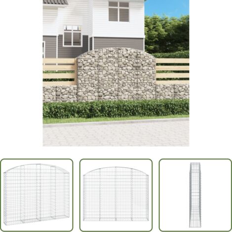 vidaXL Jardín decorativo -  Cesta gaviones forma arco hierro galvanizado 200x30x140/160 cm