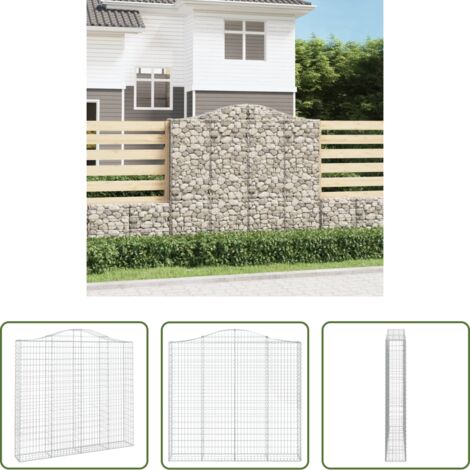 vidaXL Jardín decorativo -  Cesta gaviones forma arco hierro galvanizado 200x30x180/200 cm
