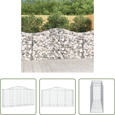 vidaXL Jardín decorativo -  Cesta gaviones forma arco hierro galvanizado 200x50x100/120 cm