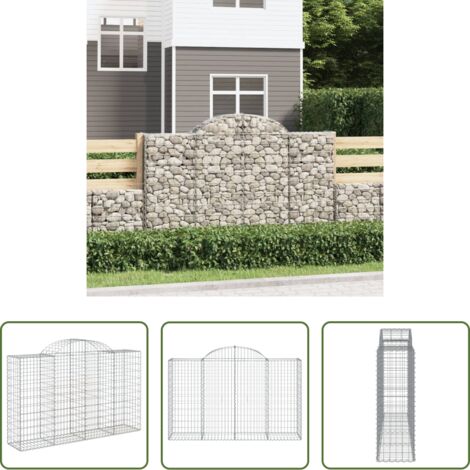 vidaXL Jardín decorativo -  Cesta gaviones forma arco hierro galvanizado 200x50x120/140 cm