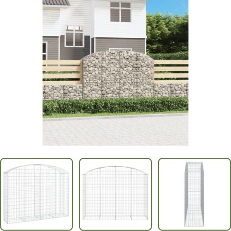 vidaXL Jardín decorativo -  Cesta gaviones forma arco hierro galvanizado 200x50x140/160 cm