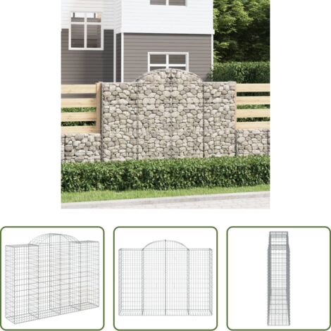 vidaXL Jardín decorativo -  Cesta gaviones forma arco hierro galvanizado 200x50x140/160 cm