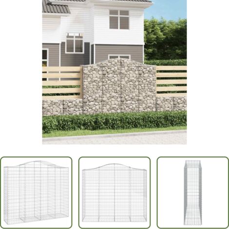 vidaXL Jardín decorativo -  Cesta gaviones forma arco hierro galvanizado 200x50x160/180 cm