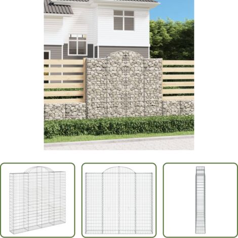 vidaXL Jardín decorativo -  Cesta gaviones forma arco hierro galvanizado 200x50x180/200 cm