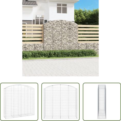 vidaXL Jardín decorativo -  Cesta gaviones forma arco hierro galvanizado 200x50x180/200 cm