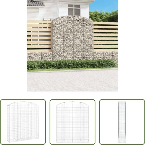 vidaXL Jardín decorativo -  Cesta gaviones forma arco hierro galvanizado 200x50x220/240 cm