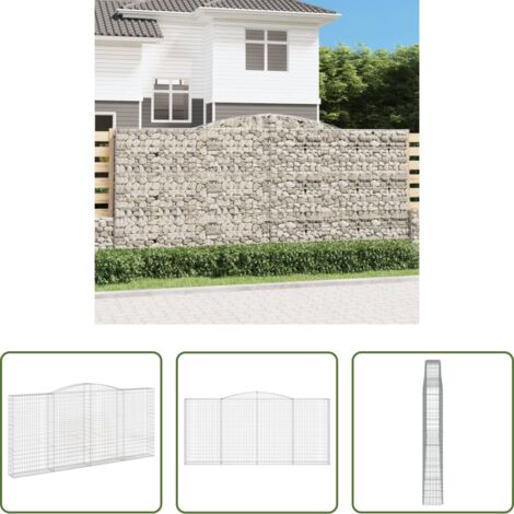 vidaXL Jardín decorativo -  Cesta gaviones forma arco hierro galvanizado 400x30x180/200 cm