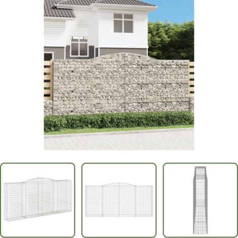vidaXL Jardín decorativo -  Cesta gaviones forma arco hierro galvanizado 400x50x180/200 cm