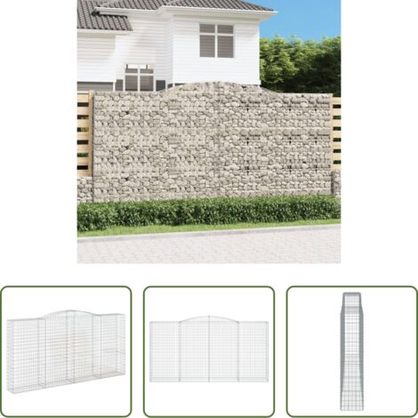vidaXL Jardín decorativo -  Cesta gaviones forma arco hierro galvanizado 400x50x200/220 cm