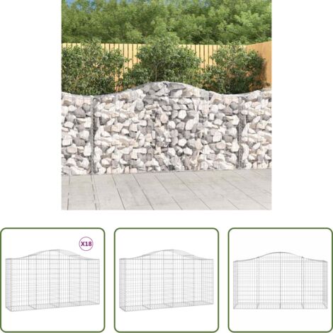 vidaXL Jardín decorativo -  Cestas de gaviones 18 uds forma de arco hierro 200x50x100/120cm
