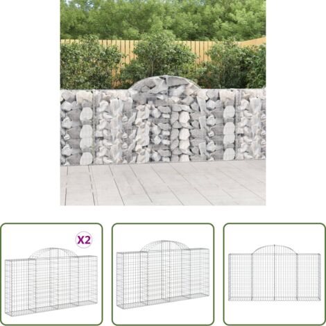vidaXL Jardín decorativo -  Cestas de gaviones 2 uds forma de arco hierro 200x30x100/120 cm
