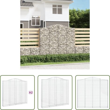 vidaXL Jardín decorativo -  Cestas de gaviones 2 uds forma de arco hierro 200x30x180/200 cm