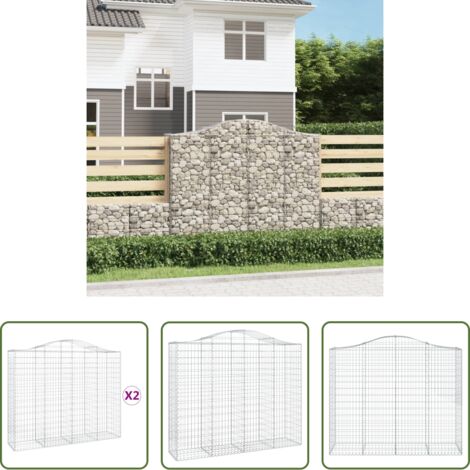 vidaXL Jardín decorativo -  Cestas de gaviones 2 uds forma de arco hierro 200x50x160/180 cm