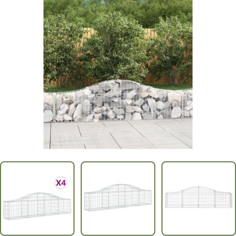 vidaXL Jardín decorativo -  Cestas de gaviones 4 uds forma de arco hierro 200x30x40/60 cm