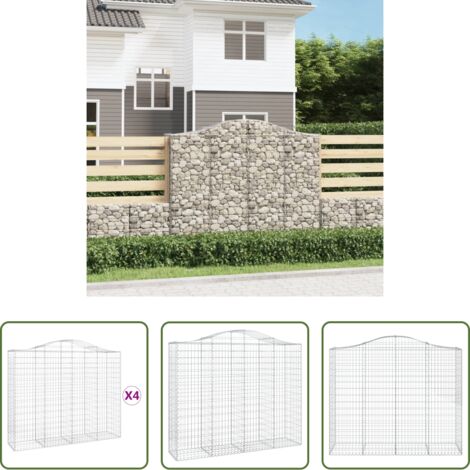 vidaXL Jardín decorativo -  Cestas de gaviones 4 uds forma de arco hierro 200x50x160/180 cm