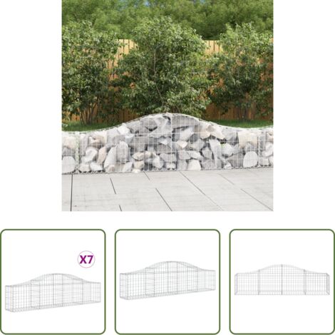 vidaXL Jardín decorativo -  Cestas de gaviones 7 uds forma de arco hierro 200x30x40/60 cm