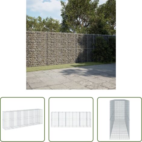 vidaXL Jardín exterior -  Cesta de gaviones con cubierta hierro galvanizado 550x100x200cm