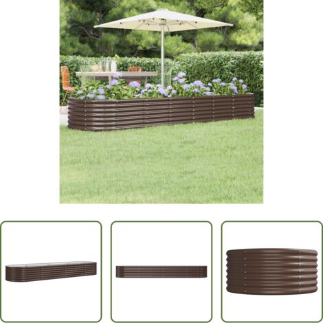 vidaXL Jardín exterior -  Jardinera arriate acero galvanizado marrón 296x80x36 cm