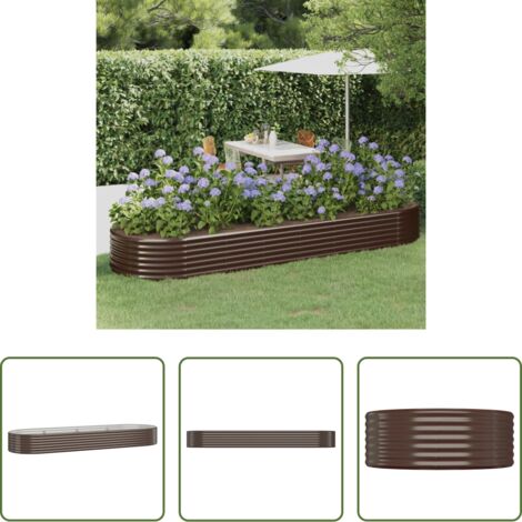 vidaXL Jardín exterior -  Jardinera arriate acero galvanizado marrón 322x100x36cm