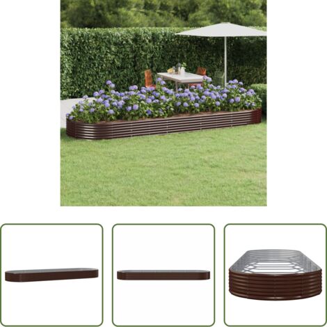 vidaXL Jardín exterior -  Jardinera arriate acero galvanizado marrón 450x140x36cm