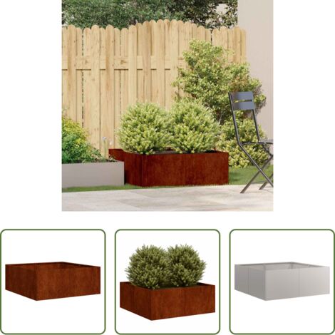 vidaXL Jardín exterior -  Jardinera oxidada acero corten 80x80x30 cm