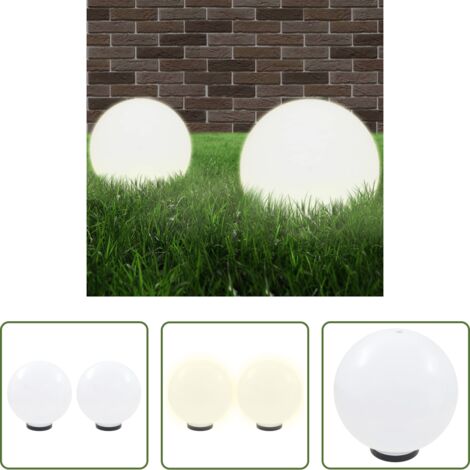 vidaXL Jardín - Juego de lámparas de bola LED 2 piezas esféricas 30 cm PMMA