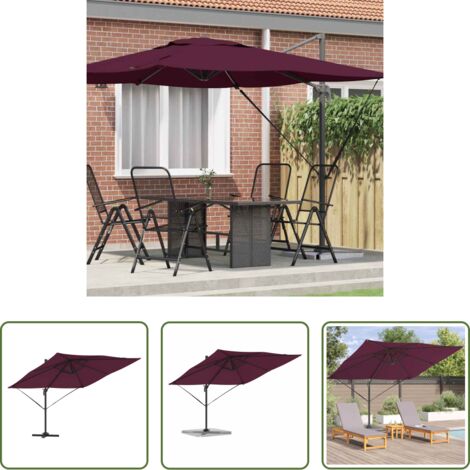 vidaXL Jardín -  Parasol Roma Rojo 286 x 284 x 265 cm Aluminio y poliéster