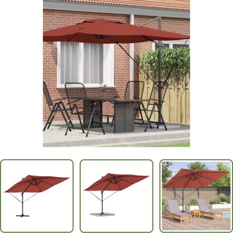 vidaXL Jardín -  Parasol Roma Rojo 286 x 284 x 265 cm Aluminio y poliéster